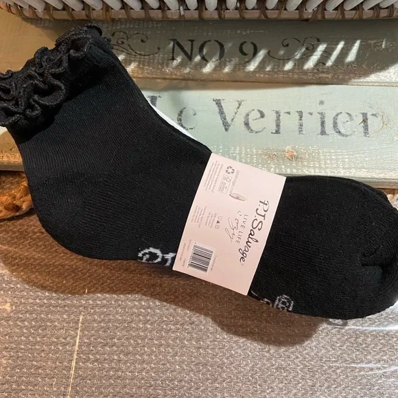 PJ Salvage Black and White Ruffle Socks - Picture 2 of 6